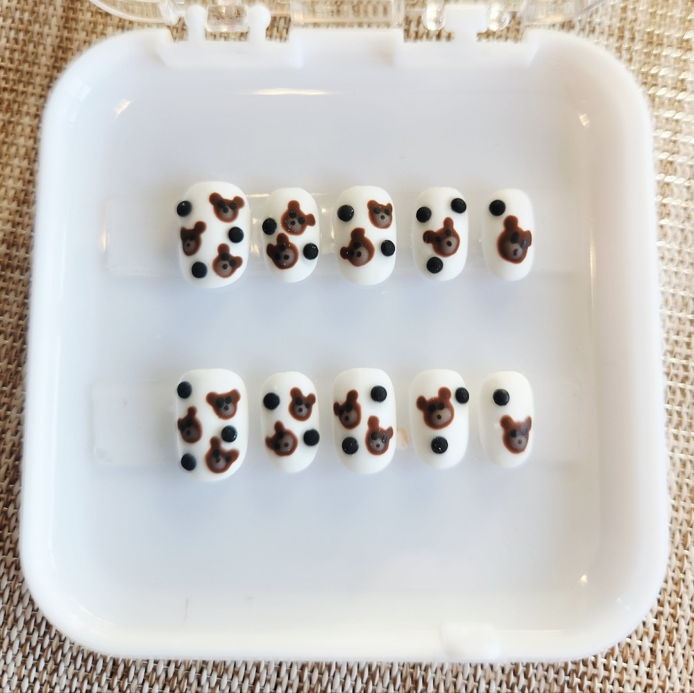 Kids Teddy Bear Press On Nails